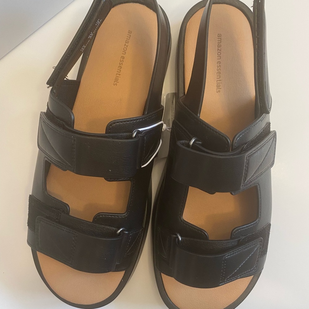 Amazon Essentials Women’s Size 11 Black Velcro Adjustable Straps NWT